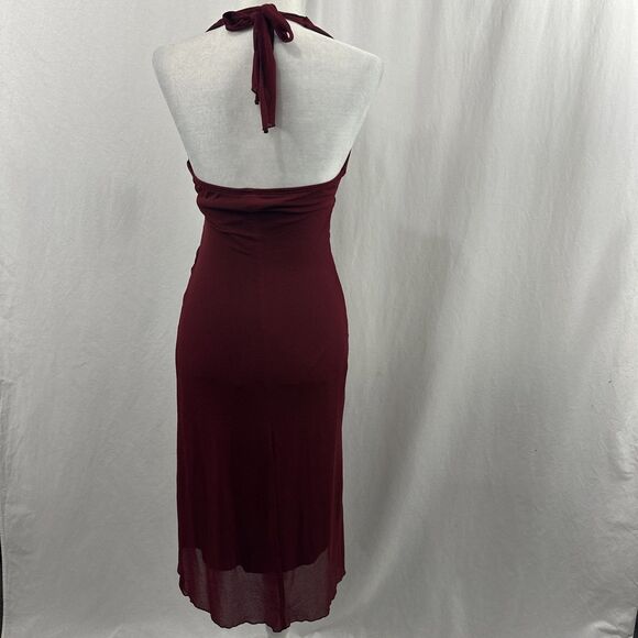 Speechless Y2K Red Halter Asymmetrical Bow Midi Dress Womens S Dark Whimsical - Picture 2 of 12